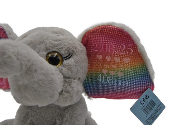 Elefante Eli 26 cm con informacion del nacimiento del bebé - Imagen 3